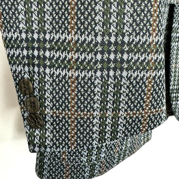 Vintage 70s Blazer Mens 40R 100% Wool Plaid Sport Coat Jacket Hipster Retro - Picture 2 of 9